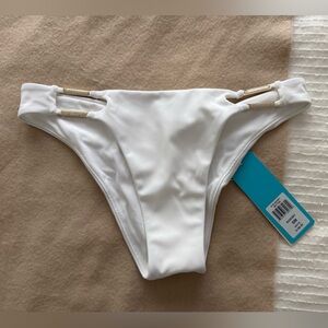 White Bikini Bottom with Gold Accents. Beach body brand